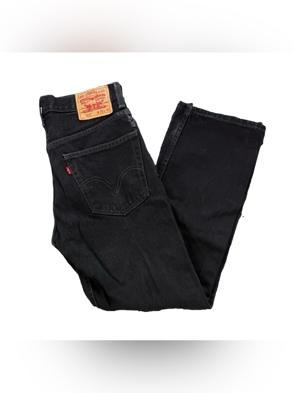 Levi's 505 Jeans Men's 32 x 30 Black Regular Fit Straight Denim Y2K Grunge